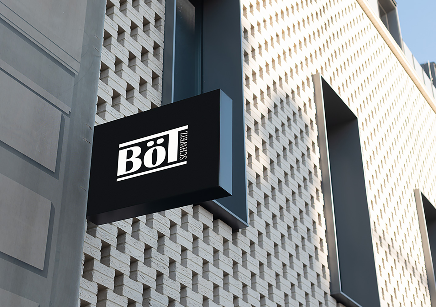 Firmenschild mit Logo BÖL Schweiz – Corporate Design Anwendung