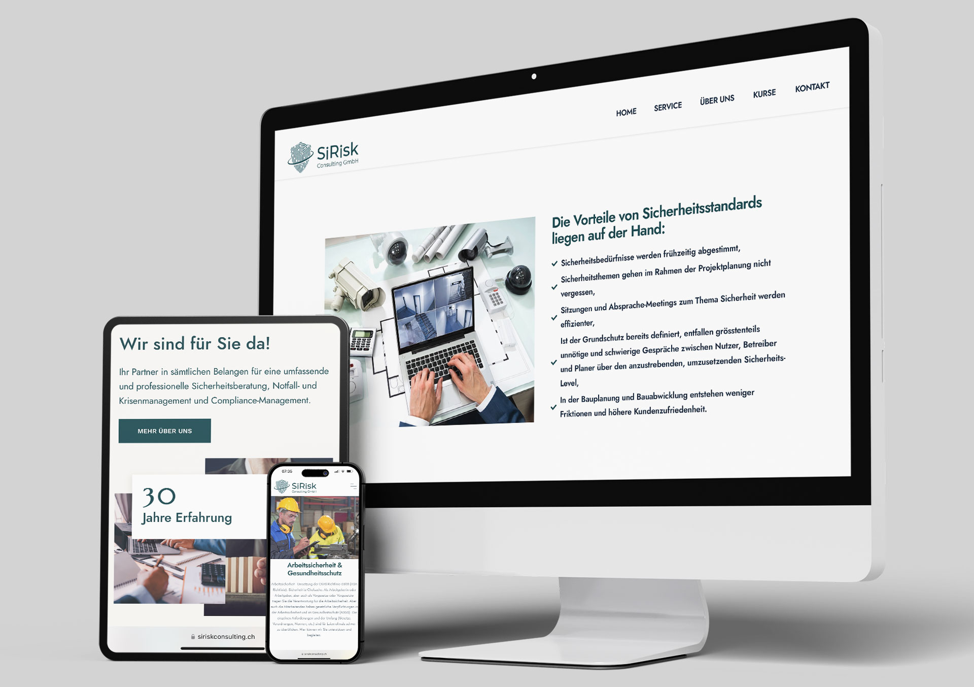 Corporate Design Sicherheit – Website & visuelle Identität für SiRisk Consulting