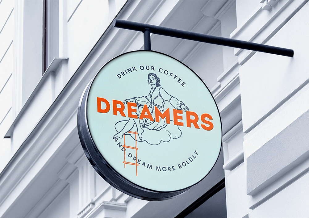 Kreatives Café Design – Illustration auf Tassen und Produkten