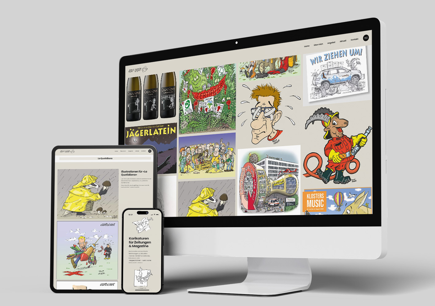 Portfolio-Website für Illustrator Schweiz – Rolf Giger zeigt seine Karikaturen