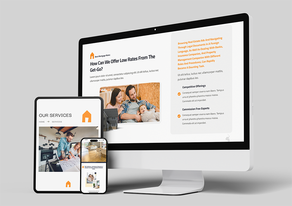 Responsive real estate website on desktop and mobile