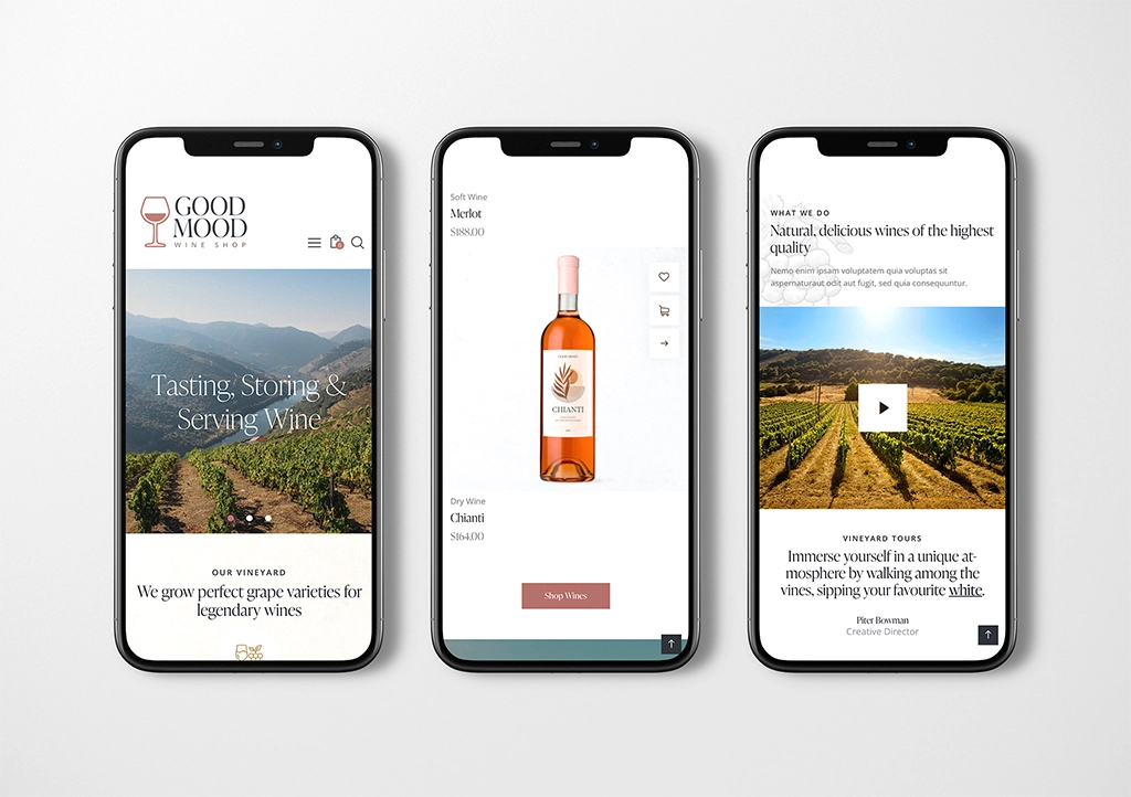 Wine product page with emotional imagery and secure checkout