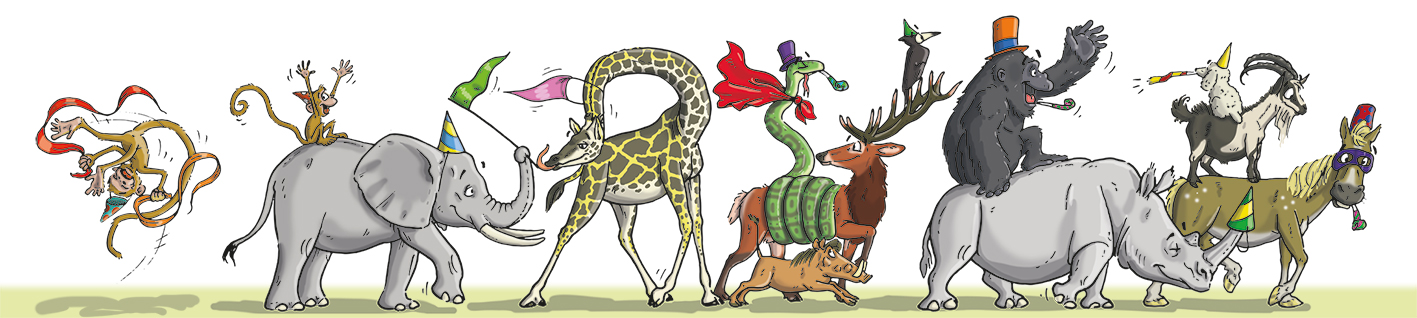 Illustration Tiere in Reihe – kreative Figuren für Illustration und Workshops