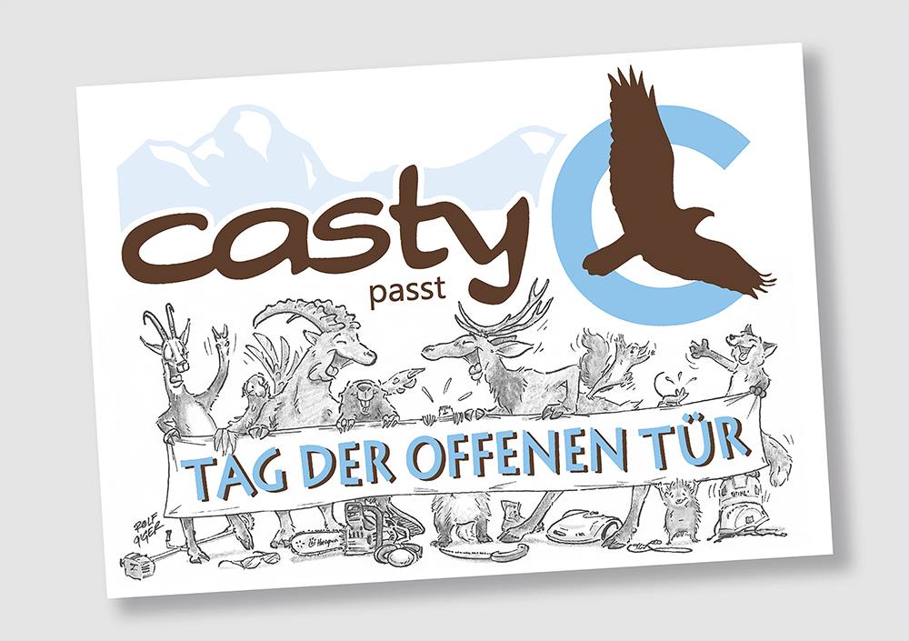 Illustration für Jagd- und Naturmarke mit Tierfiguren für Eventkommunikation