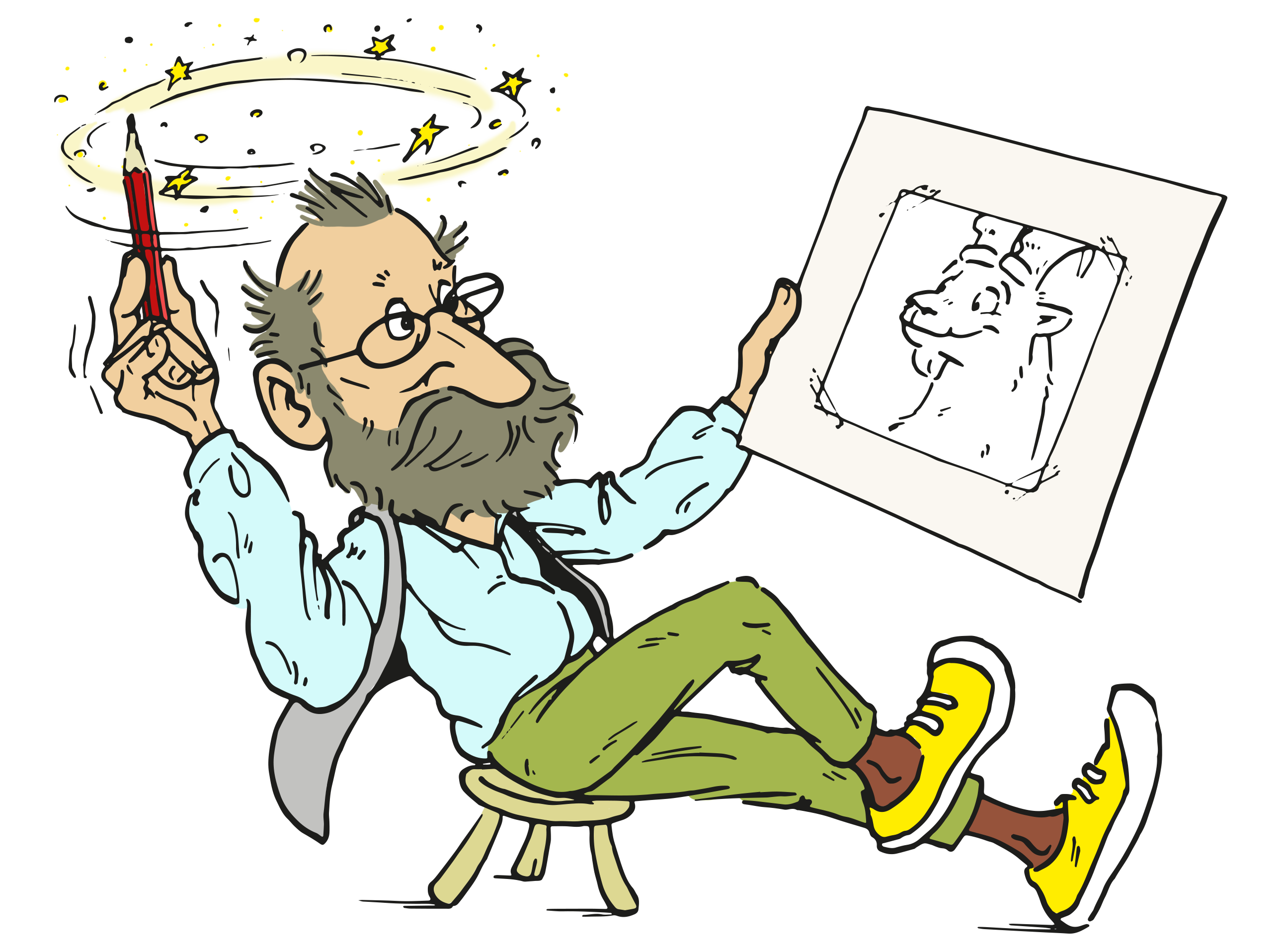 Illustrator bei der Arbeit Skizzenphase Zeichnung Rolf Giger
