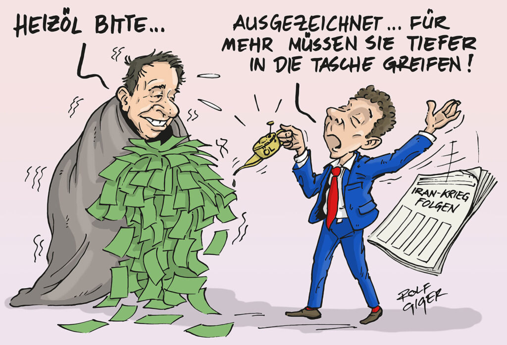 Pressekarikatur zu Energiepreisen und Inflation in der Schweiz