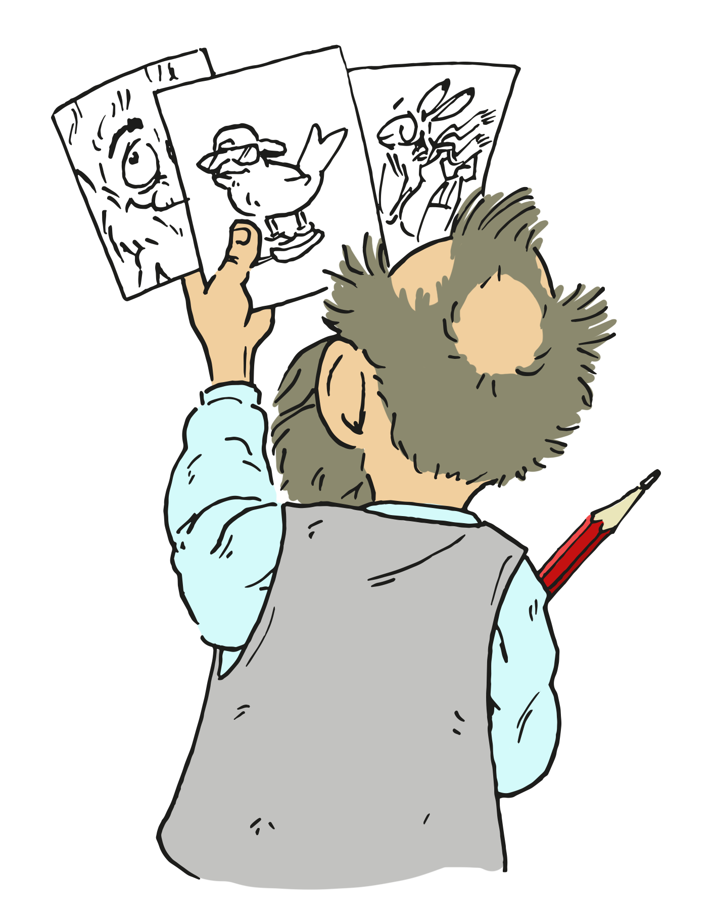 Illustrator bei der Entwicklung von Figuren, Maskottchen und thematischen Bildserien