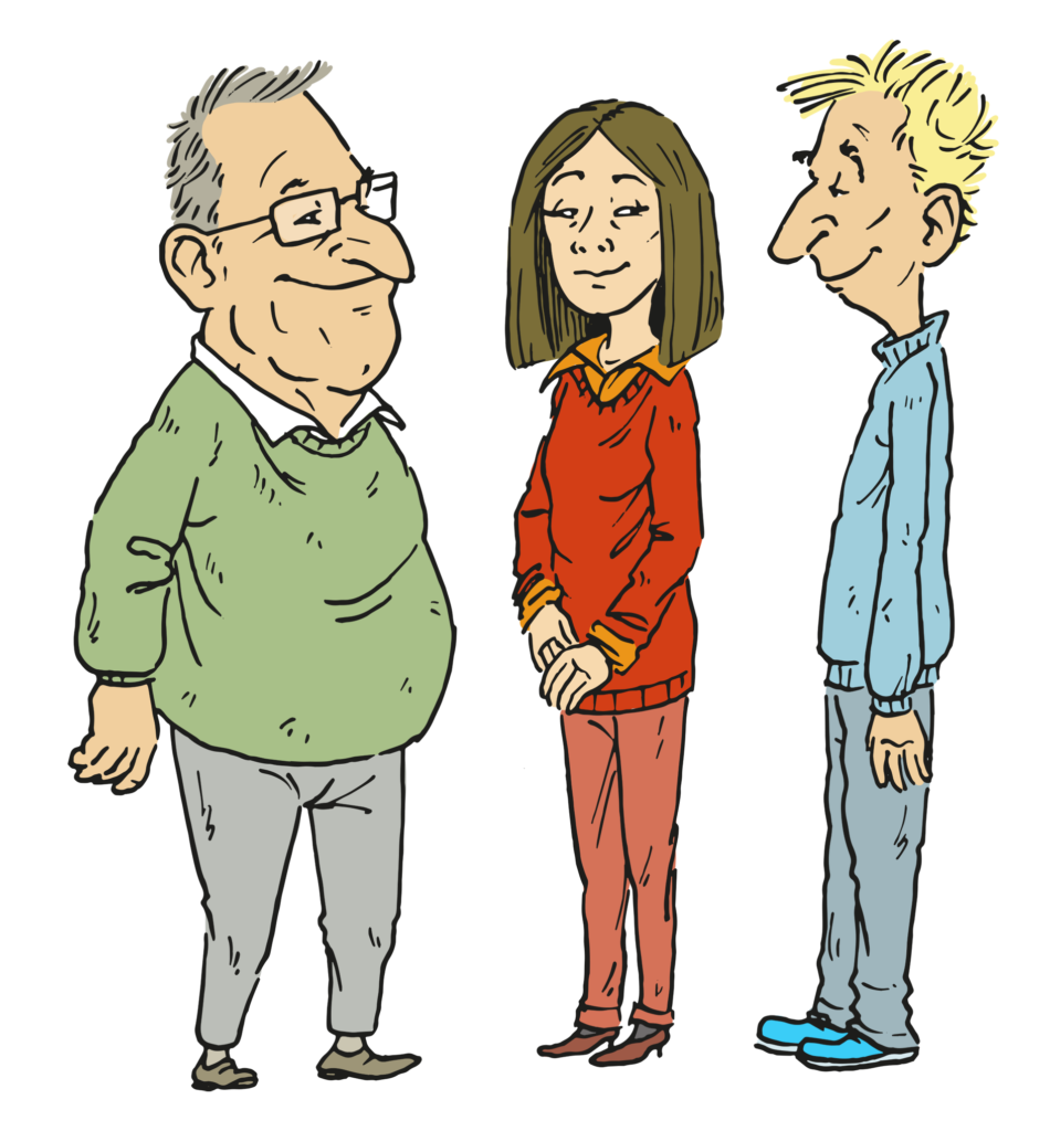 Charakterdesign Figuren Illustration verschiedene Personen Rolf Giger Stil