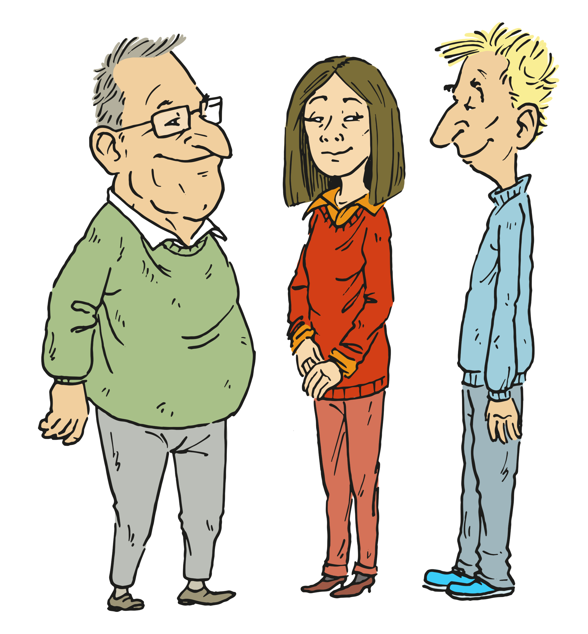 Charakterdesign Figuren Illustration verschiedene Personen Rolf Giger Stil