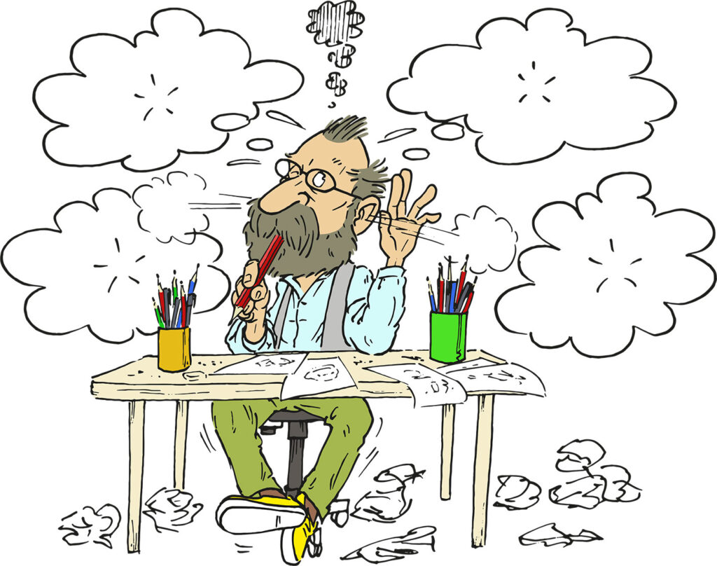 Illustration mit kreativem Denkprozess und Ideenentwicklung