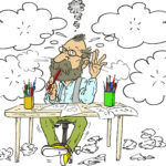Illustration mit kreativem Denkprozess und Ideenentwicklung